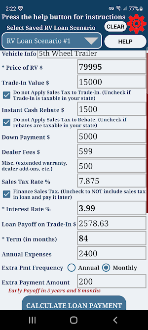 RV Loan Payment Calculator Pro Screenshot 3