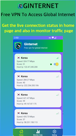 Ginternet - A Global VPN App Screenshot 2