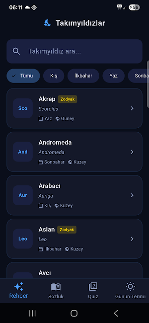 Takımyıldızlar Rehberi Screenshot 0