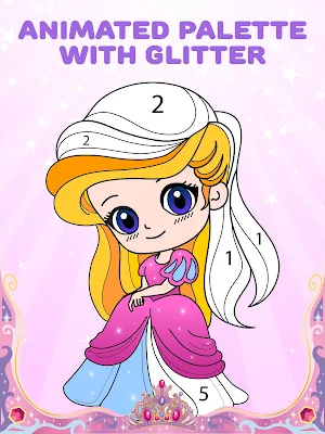 Animated Princess Coloring Book by numbers Screenshot 1