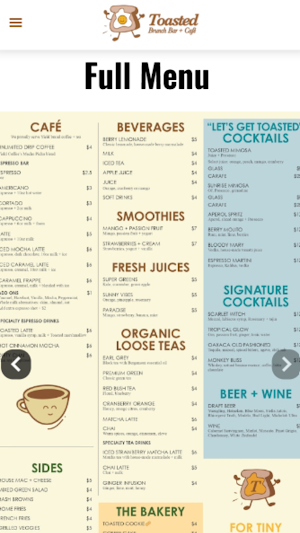Toasted Brunch Bar + Cafe Screenshot 1