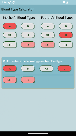 Blood Type Calculator Screenshot 3