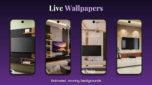 TV Unit Design Wallpaper 4K Screenshot 1