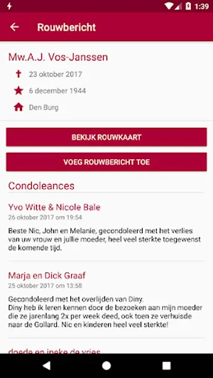 Rouwberichten Texel Screenshot 1