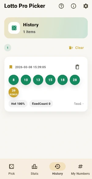 Lotto Number Generator & Stats Screenshot 2