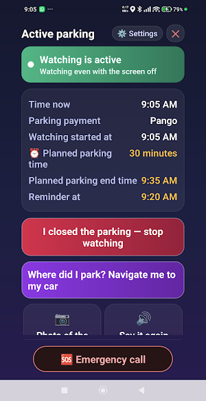 Parking & Drive Away Reminders Screenshot 2