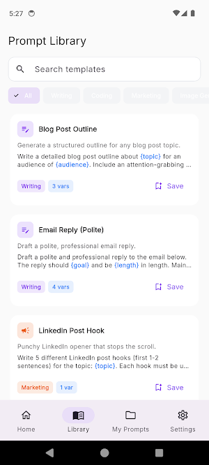 PromptVault: AI Prompt Manager Screenshot 1