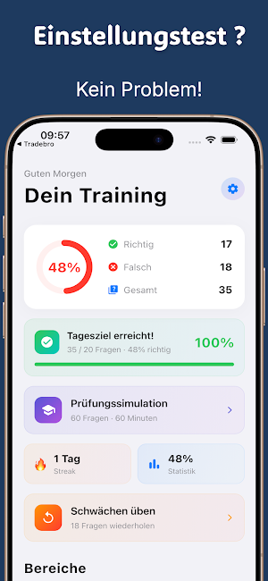 Einstellungstest Bestehen Screenshot 0