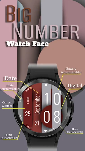 Big Number 4 - Watch Face Screenshot 1