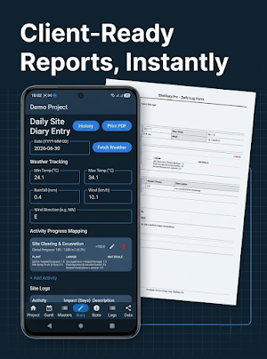 SiteDiary Pro - Logs to Gantt Screenshot 3