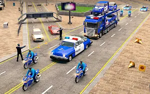 US Police Car Transporter Plane: Truck Sim Games Screenshot 2