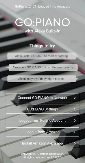 GO:PIANO Alexa Setup Screenshot 0