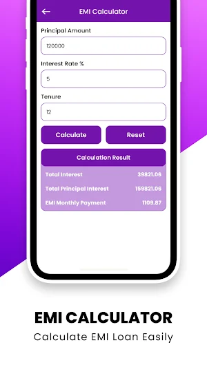 LoanCash - EMI Loan Calculator Screenshot 1