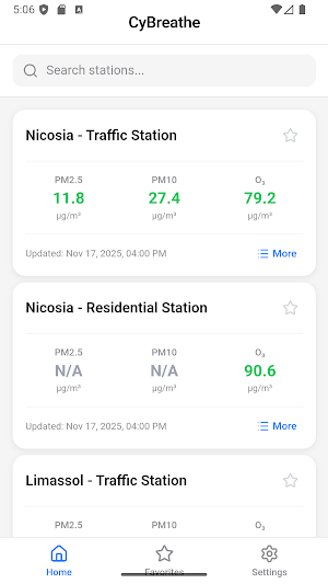 CyBreathe - Cyprus Air Quality Screenshot 0