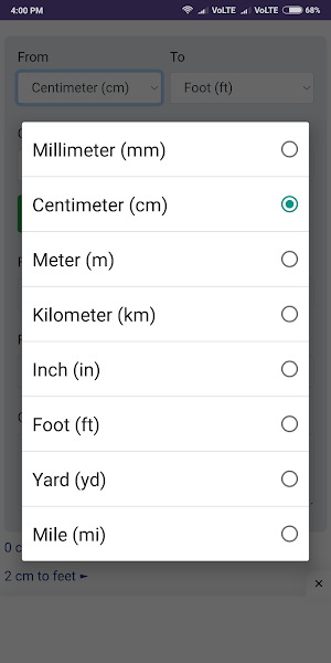 CM to Feet Converter Screenshot 3