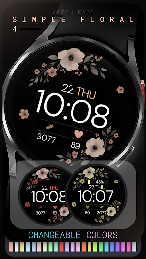 Simple Floral 4 watch face Screenshot 2