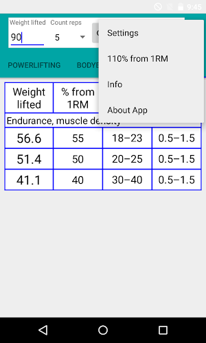 Rep Max Calculator Screenshot 2