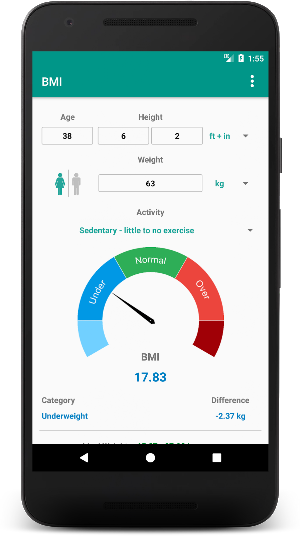 BMI and Calories Calculator Screenshot 0