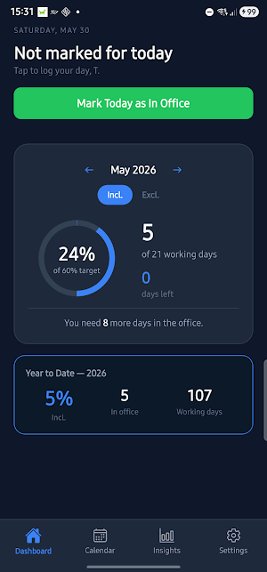 InOffice - Track office days Screenshot 0