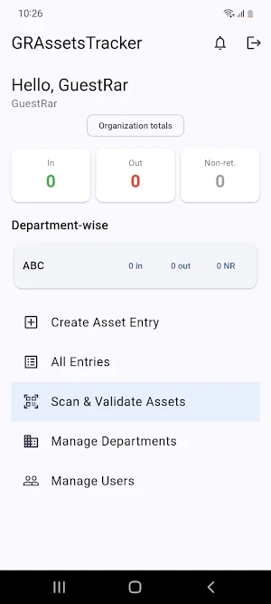 GuestRAR Asset Tracking System Screenshot 1