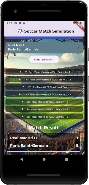 Soccer Match Simulation Screenshot 1