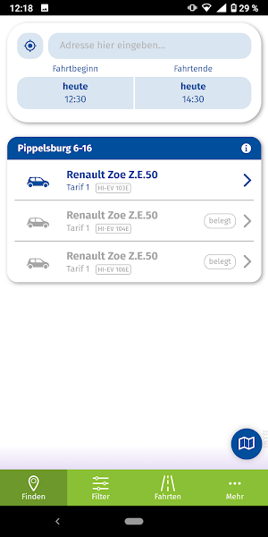 EVI e-carsharing Screenshot 1