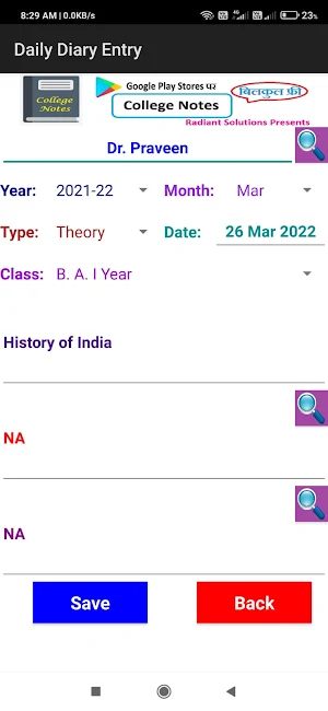 Teachers Attendance Register Screenshot 3