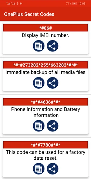 Secret Codes for OnePlus Mobiles Screenshot 1