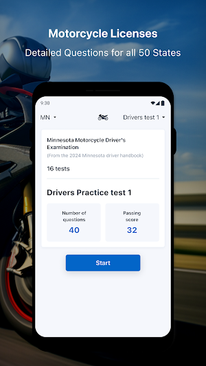 Motorcycle DMV Written Test Screenshot 1