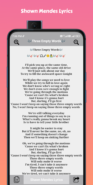 Shawn Mendes Song Lyrics Screenshot 3