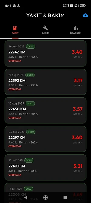 Yakıt ve Bakım Takip Screenshot 0