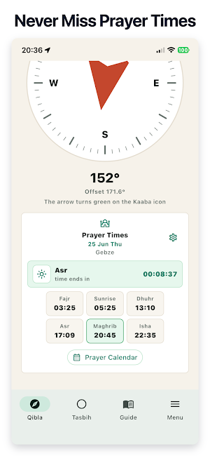 Qibla: Azan & Prayer Times Screenshot 1