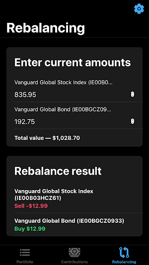 Investment Calculator - Rebalances & Contributions Screenshot 2