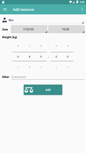 MesureImc (Weight and BMI) Screenshot 0