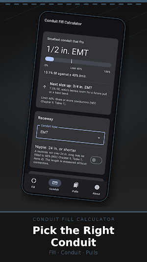Conduit Fill Calculator Screenshot 1