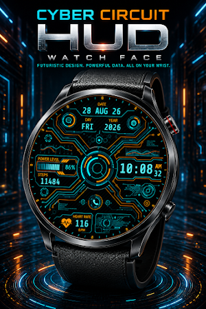Cyber Circuit HUD Watch Face Screenshot 0