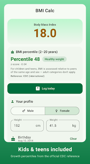 BMI Calc: BRI, Weight, No Ads Screenshot 1