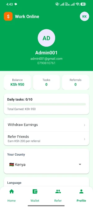 Work Online and Earn Screenshot 0