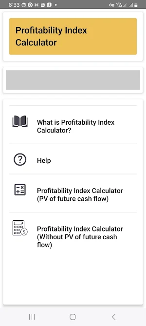 Profitability Index Calculator Screenshot 0