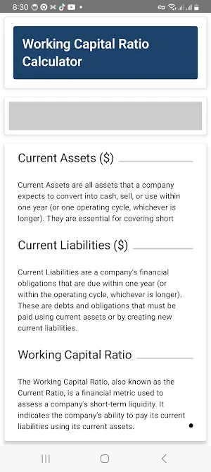 WCR Calculator Screenshot 1