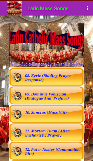 Latin Catholic Mass Songs | Lyric + Ringtone Screenshot 1