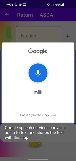 Voice Shopping List Screenshot 1
