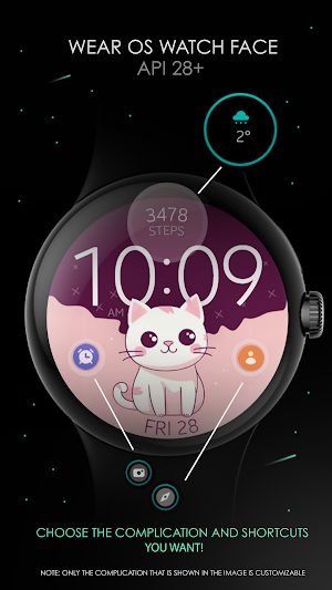 Cat digital cute watch face Screenshot 1