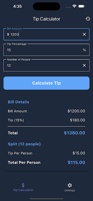 Tip Calculator Screenshot 1