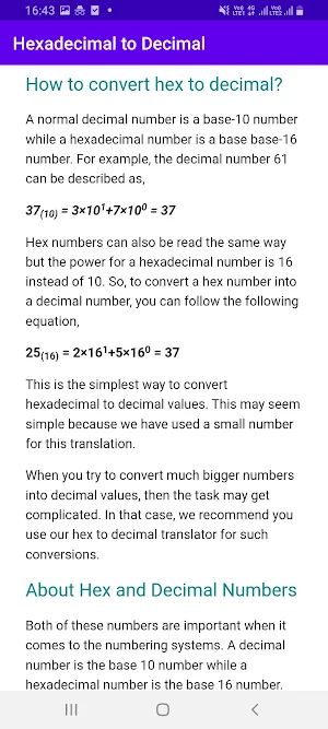 Hexadecimal to Decimal Screenshot 2
