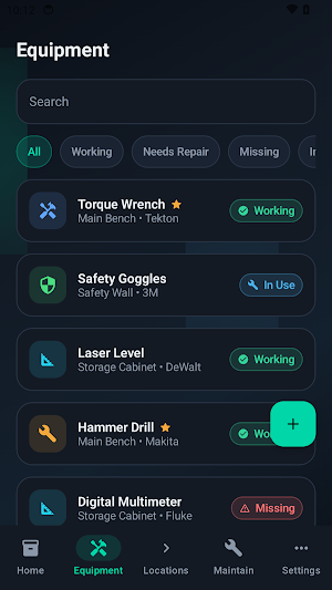 Workshop Equipment Tracker Screenshot 1