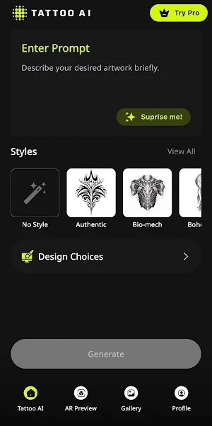 Tattoo AI - Tattoo Generator Screenshot 0