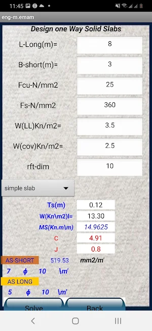 RC Slab Design Screenshot 1