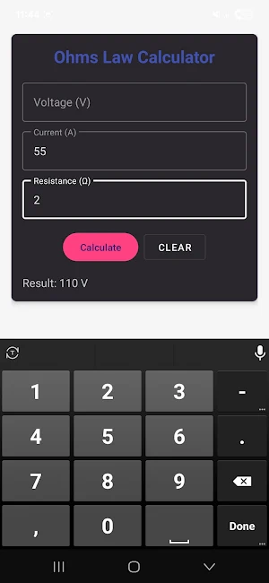 Ohms Law Calculator Screenshot 0