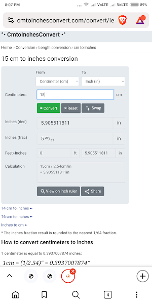 Centimeters to Inches Convert Screenshot 2